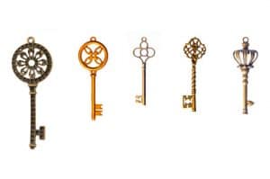 image of five old fashioned keys