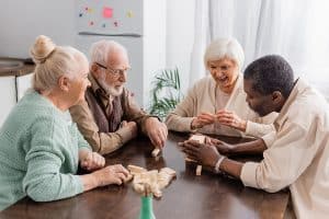 Seniors playing games to combat senior loneliness