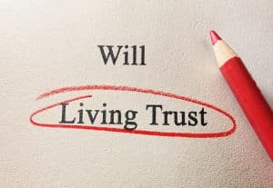 Will and Living Trust Typed on Paper with Living Trust circled in red pencil