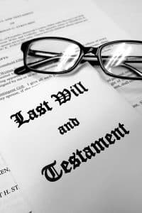 Last will and testament and a pair of glasses