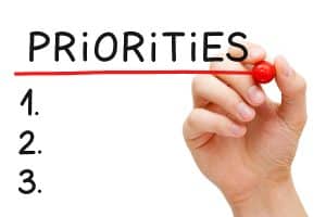 Hand writing Priorities list with marker