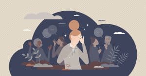 illustration of a person imagining uncomfortable social situations