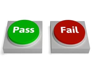 One green PASS button and one red FAIL button