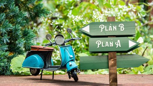 Vespa and Direction Sign Plan B or Plan A
