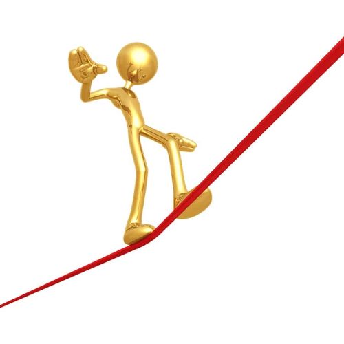 disinheriting sister shown as a difficult position by person walking on a tightrope