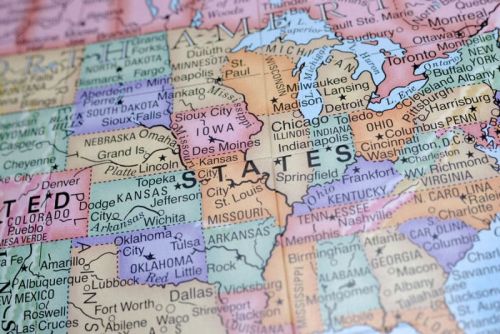 zoomed in shot of a map of the United States