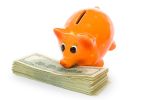 Concept of avoiding probate cost piggy bank with money isolated on white